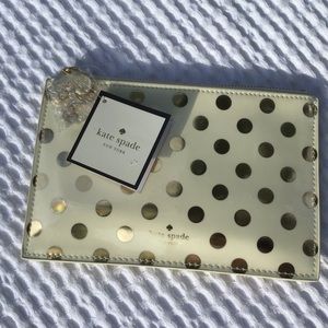 Kate Spade Gold Polka Dot Pencil ✏️ Case NWT